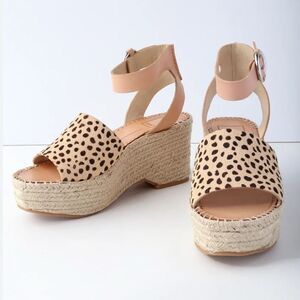 Dolce Vita Lesly Leopard Calf Hair Espadrille Wedges Size 9
